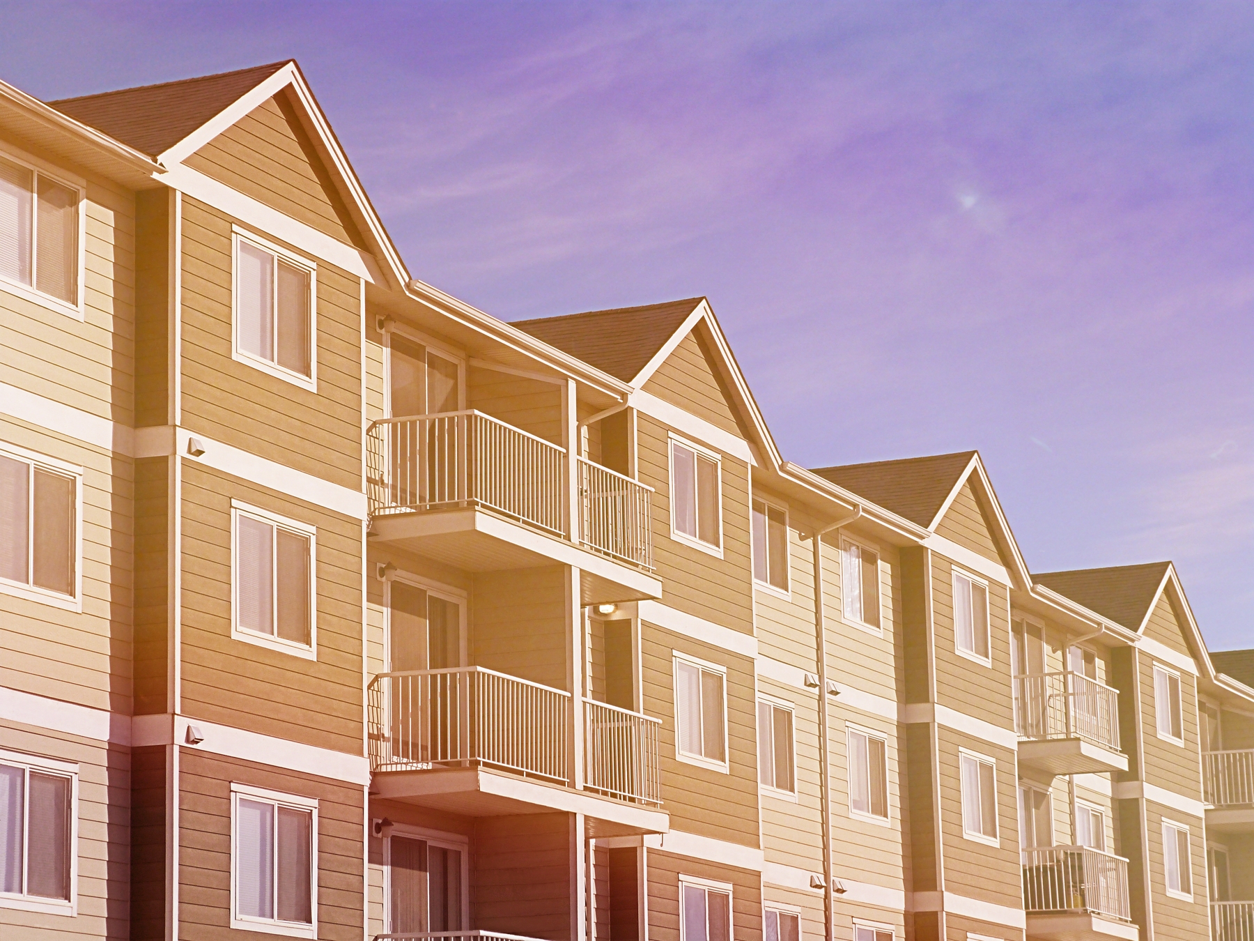 Commercial apartment building with balconies
